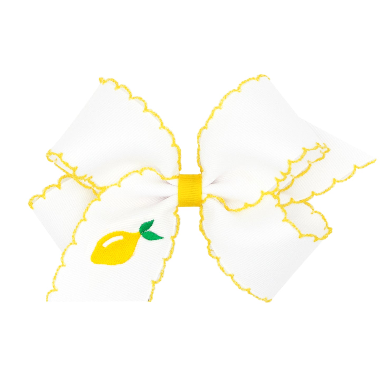 Wee Ones Medium Fruit Embroidered Moonstitch Edge Hair Bow
