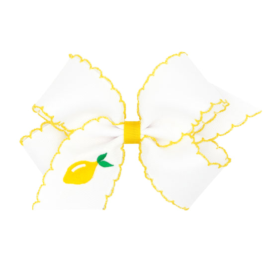 Wee Ones Medium Fruit Embroidered Moonstitch Edge Hair Bow