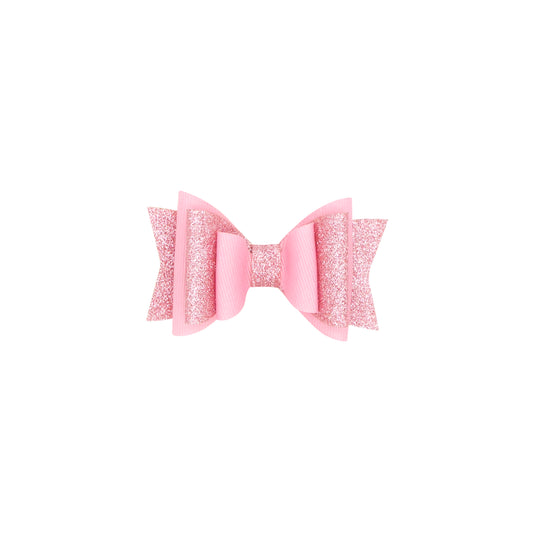Wee Ones Layered Glitter Vinyl and Grosgrain Bowtie Hair Clip