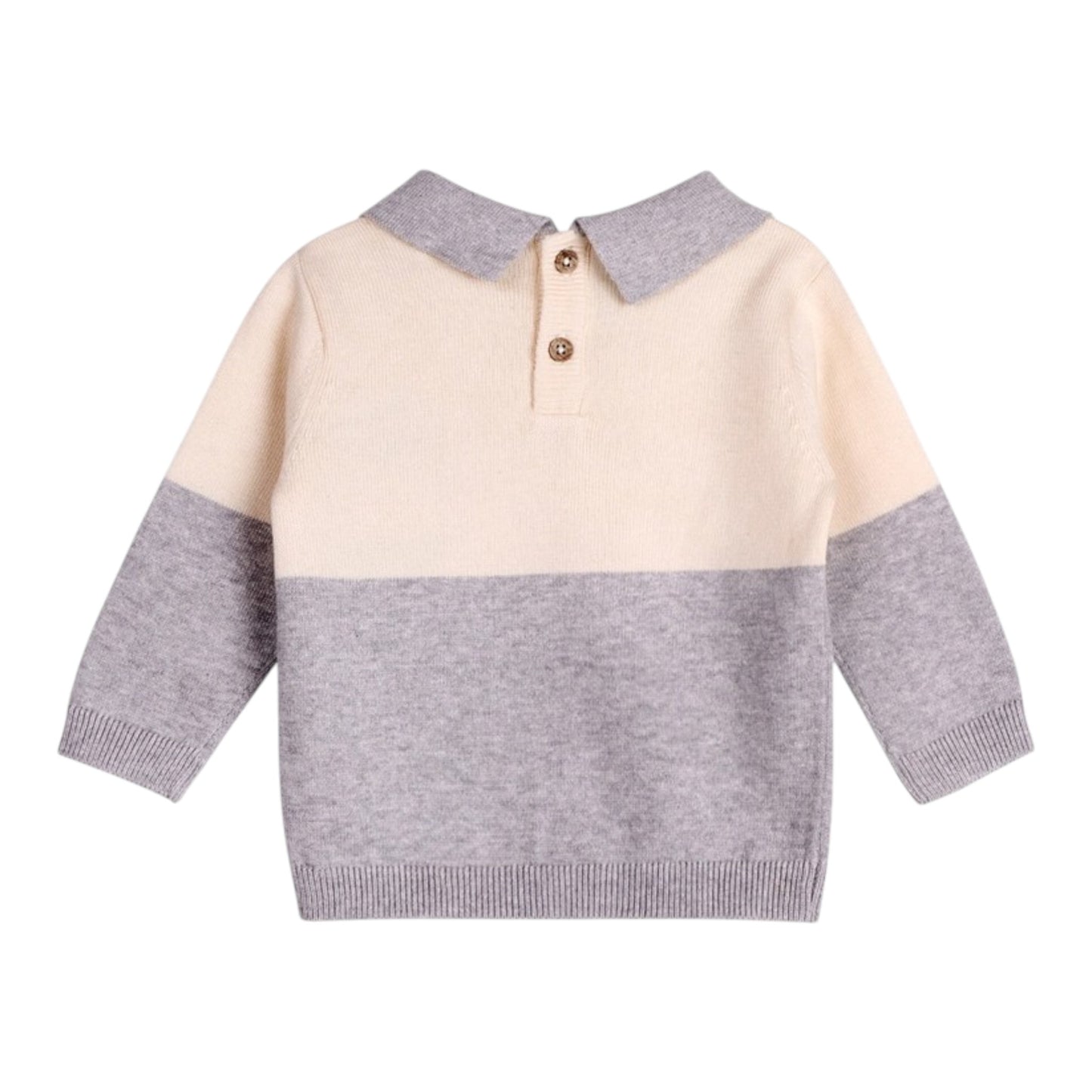 Viverano Organics Cuddly Bear Applique Collar Knit Sweater