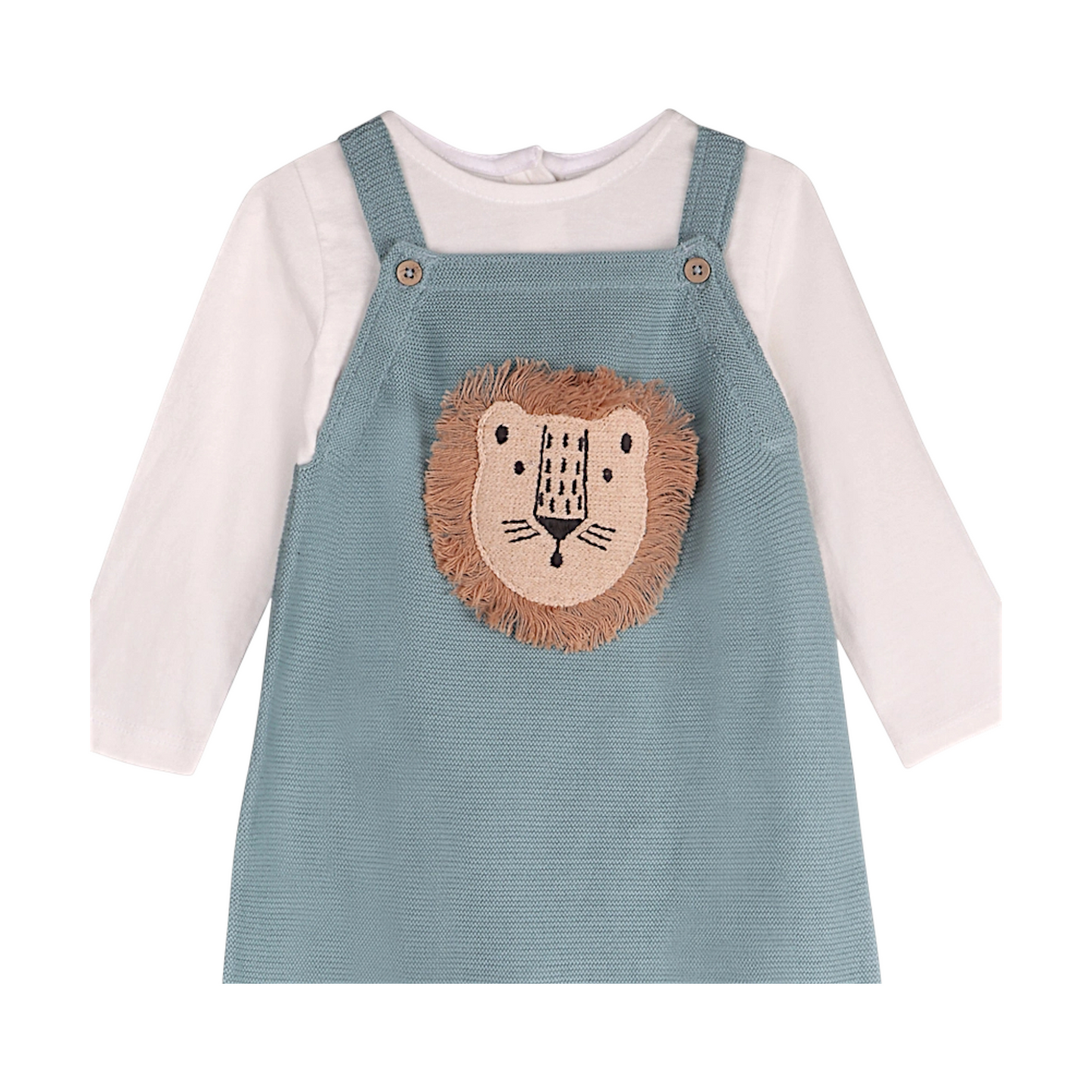 Viverano Organics Lion Applique Sweater Knit Overall Set
