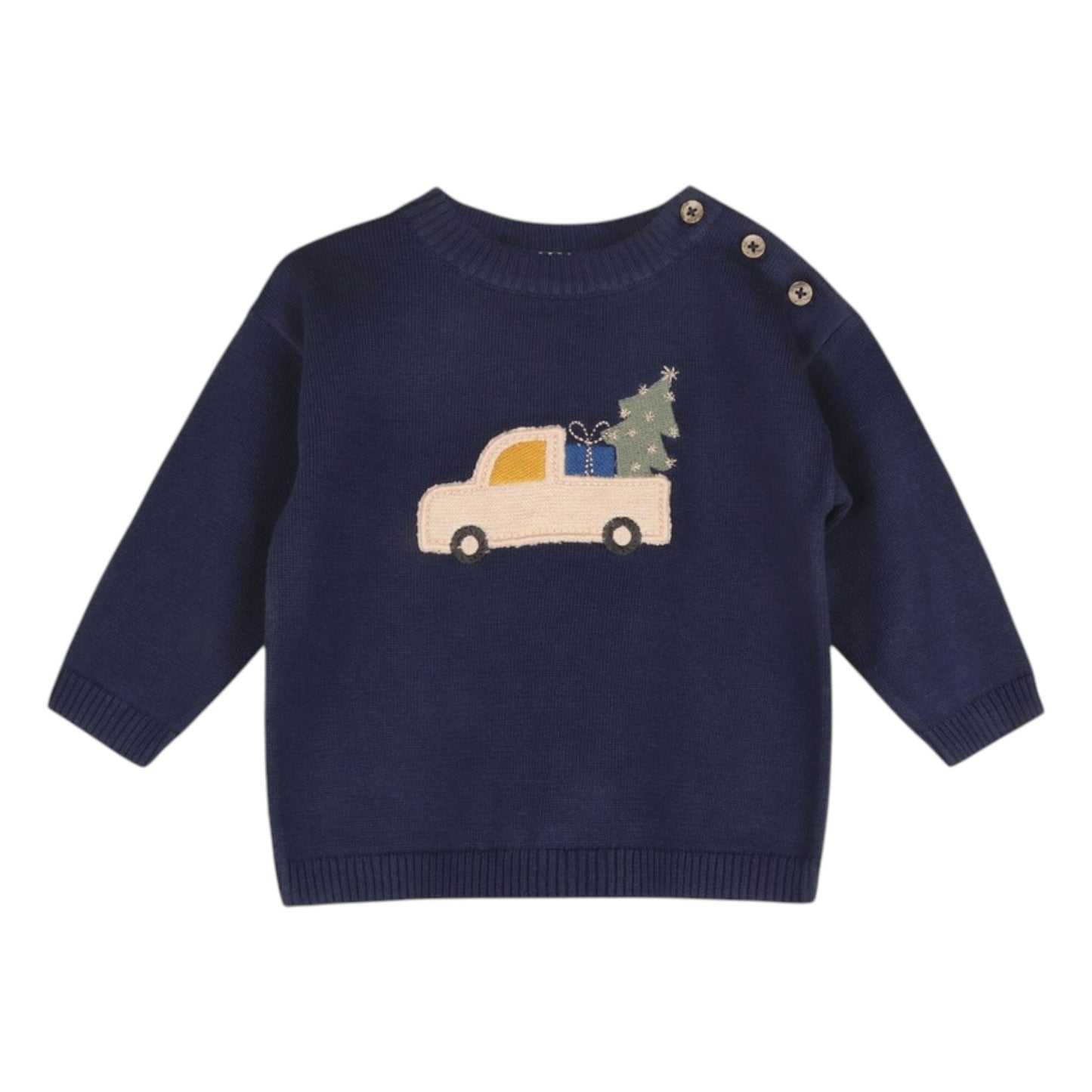 Viverano Organics Jolly Truck Applique Sweater Pant Set