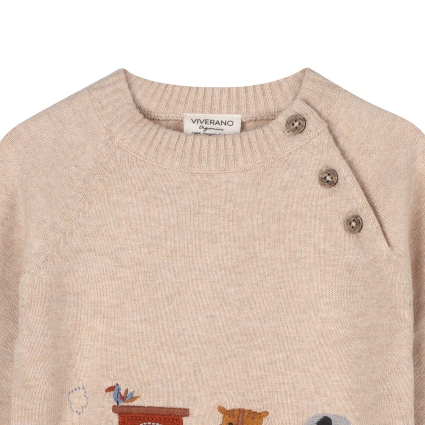 Viverano Organics Animal Train Applique Knit Sweater