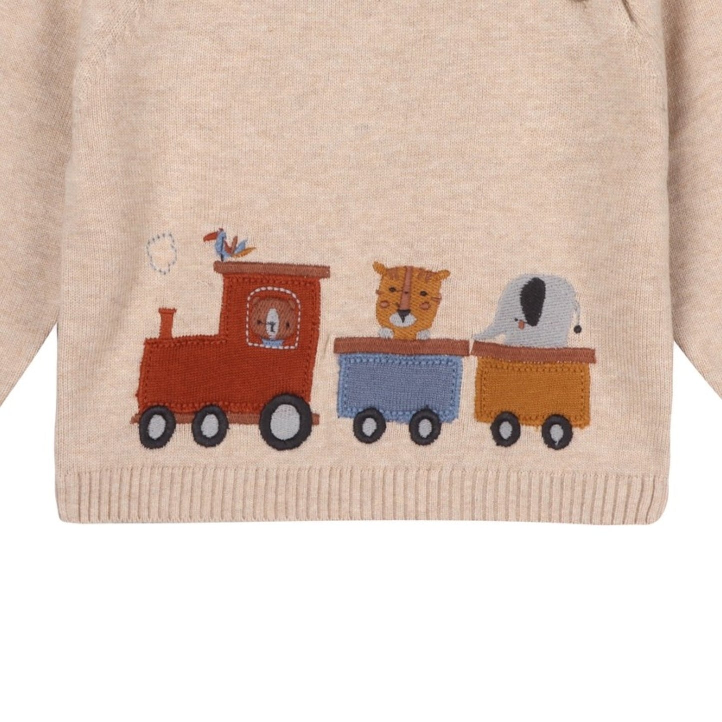 Viverano Organics Animal Train Applique Knit Sweater