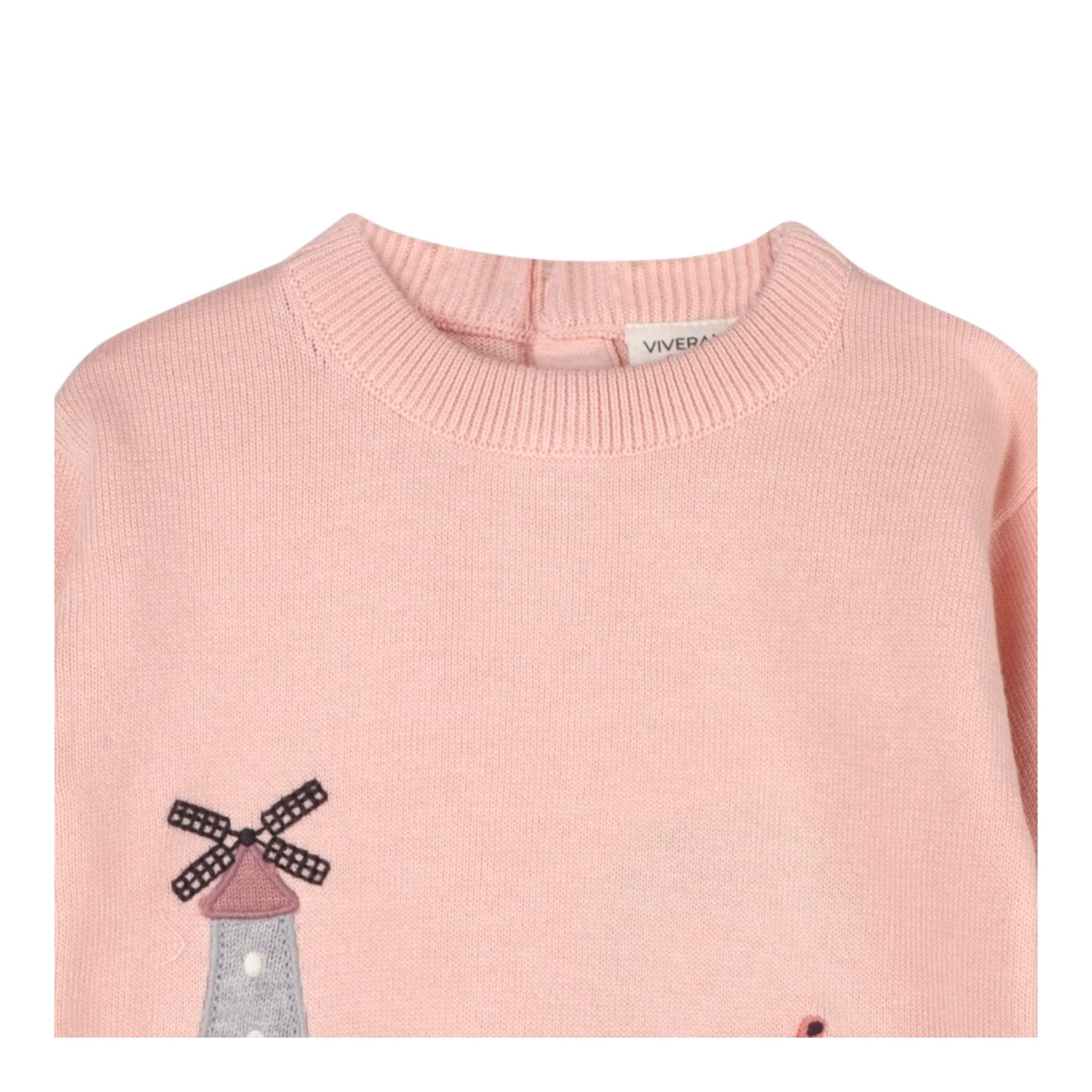 Viverano Organics Farm Windmill Applique Knit Sweater