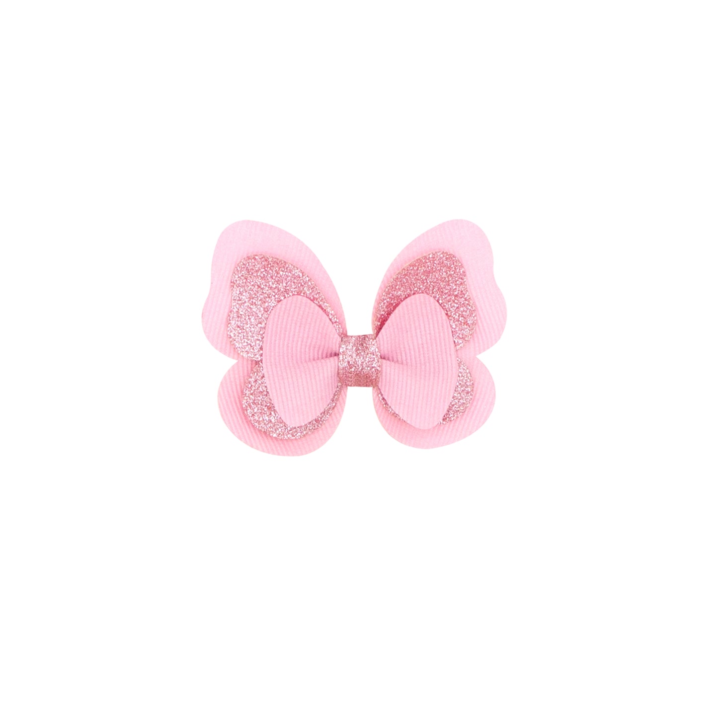 Wee Ones Layered Glitter Vinyl and Grosgrain Butterfly Hair Clip