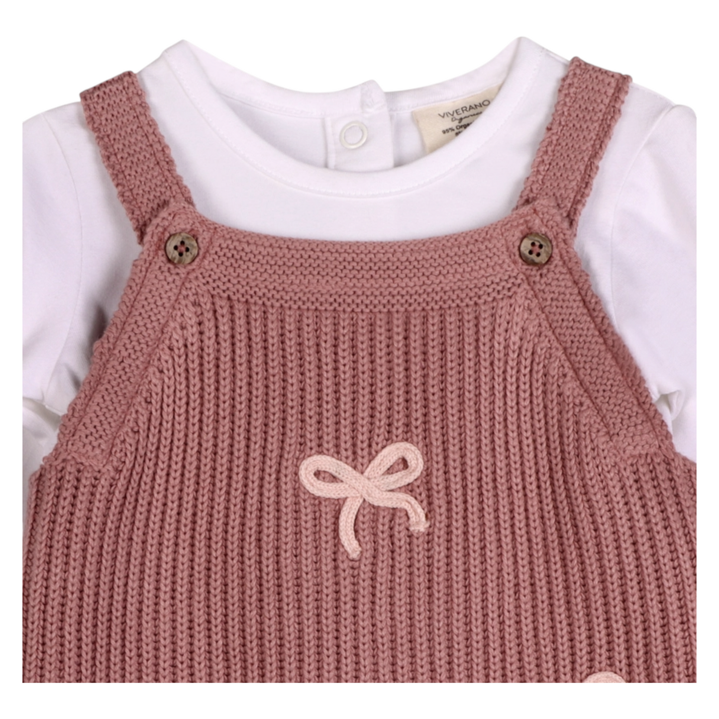 Viverano Organic Sweet Bow Embroidered Knit Sweater