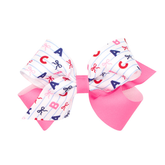 Wee Ones Medium Back to School Colorblock Hair Bow