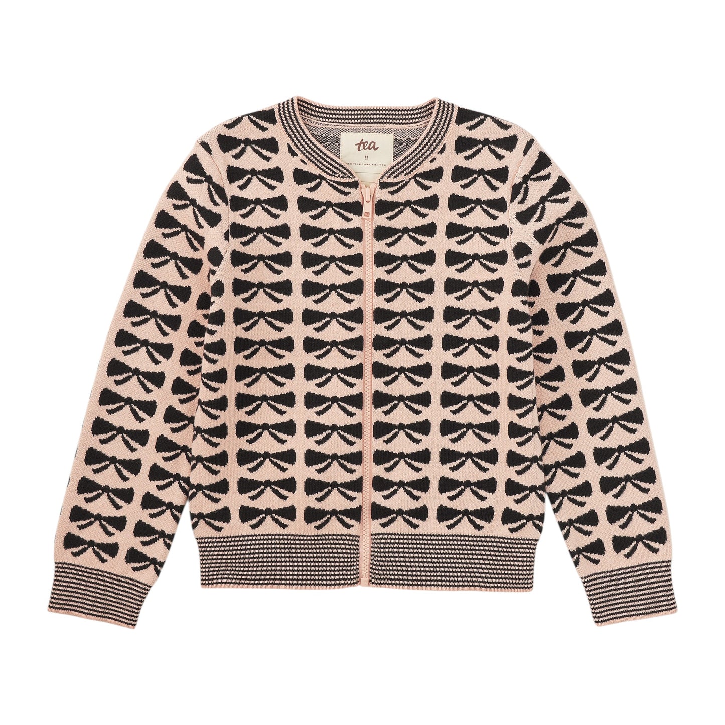 Tea Zip Up Bow Cardigan