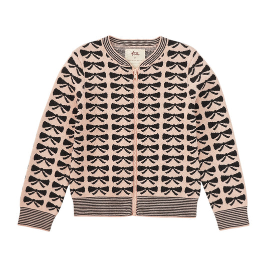 Tea Zip Up Bow Cardigan