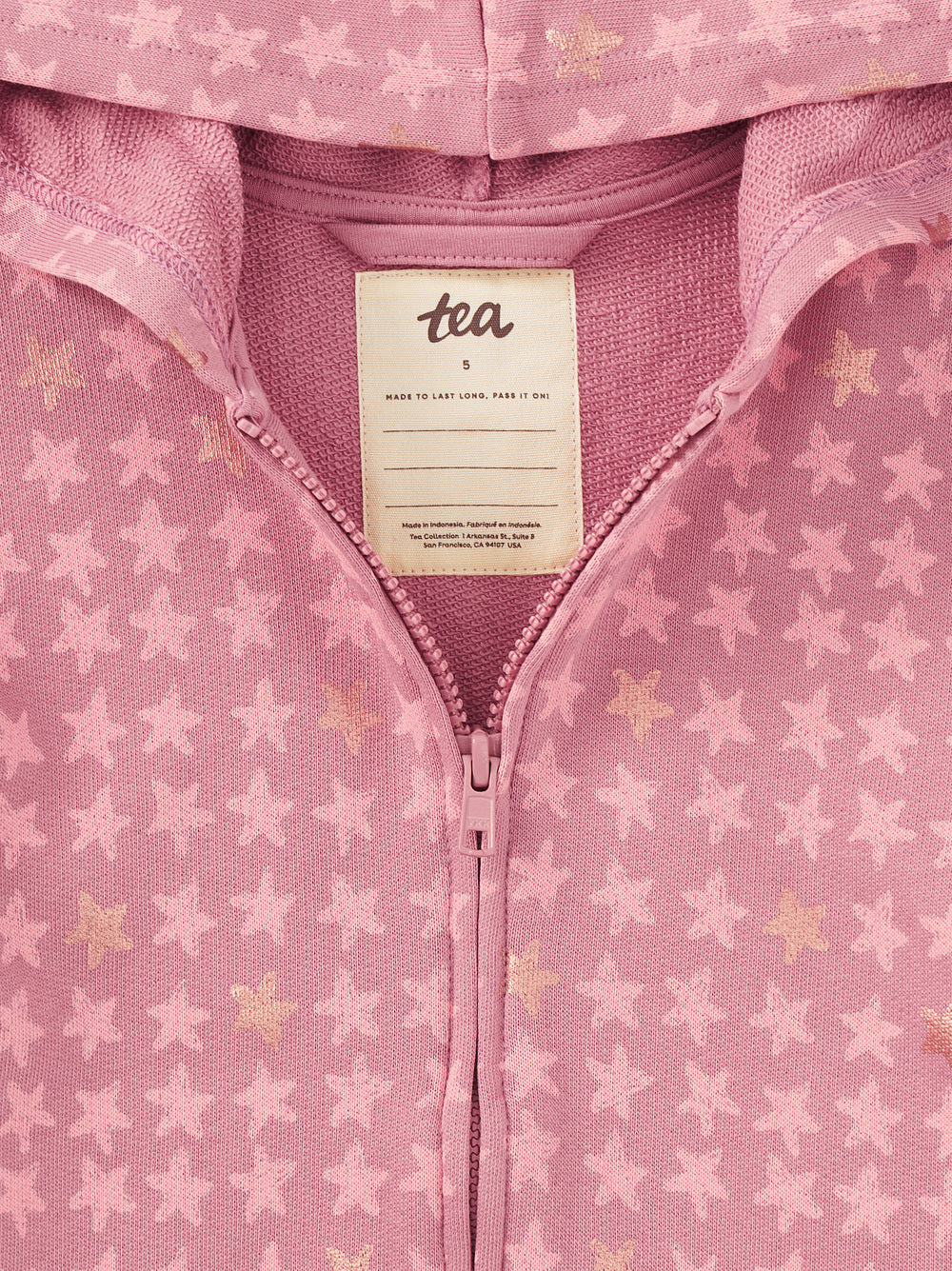 Tea Metallic Stars Easy Fit Hoodie