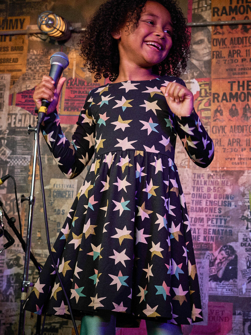 Tea Colorblock Metallic Stars Ballet Dress