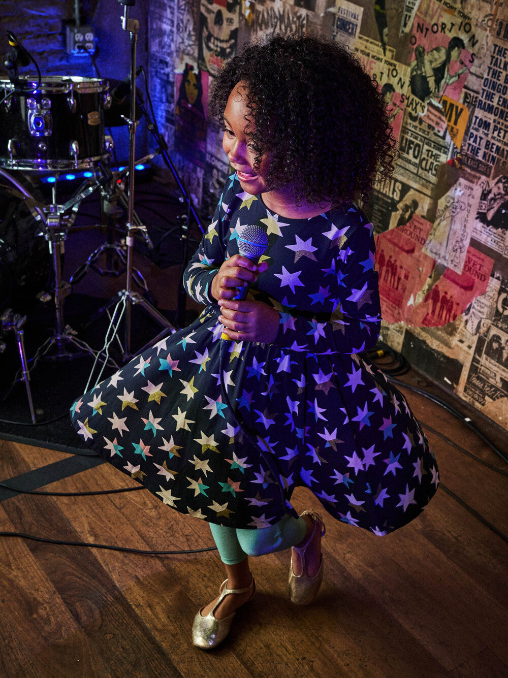 Tea Colorblock Metallic Stars Ballet Dress