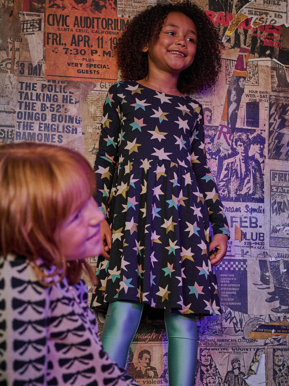 Tea Colorblock Metallic Stars Ballet Dress