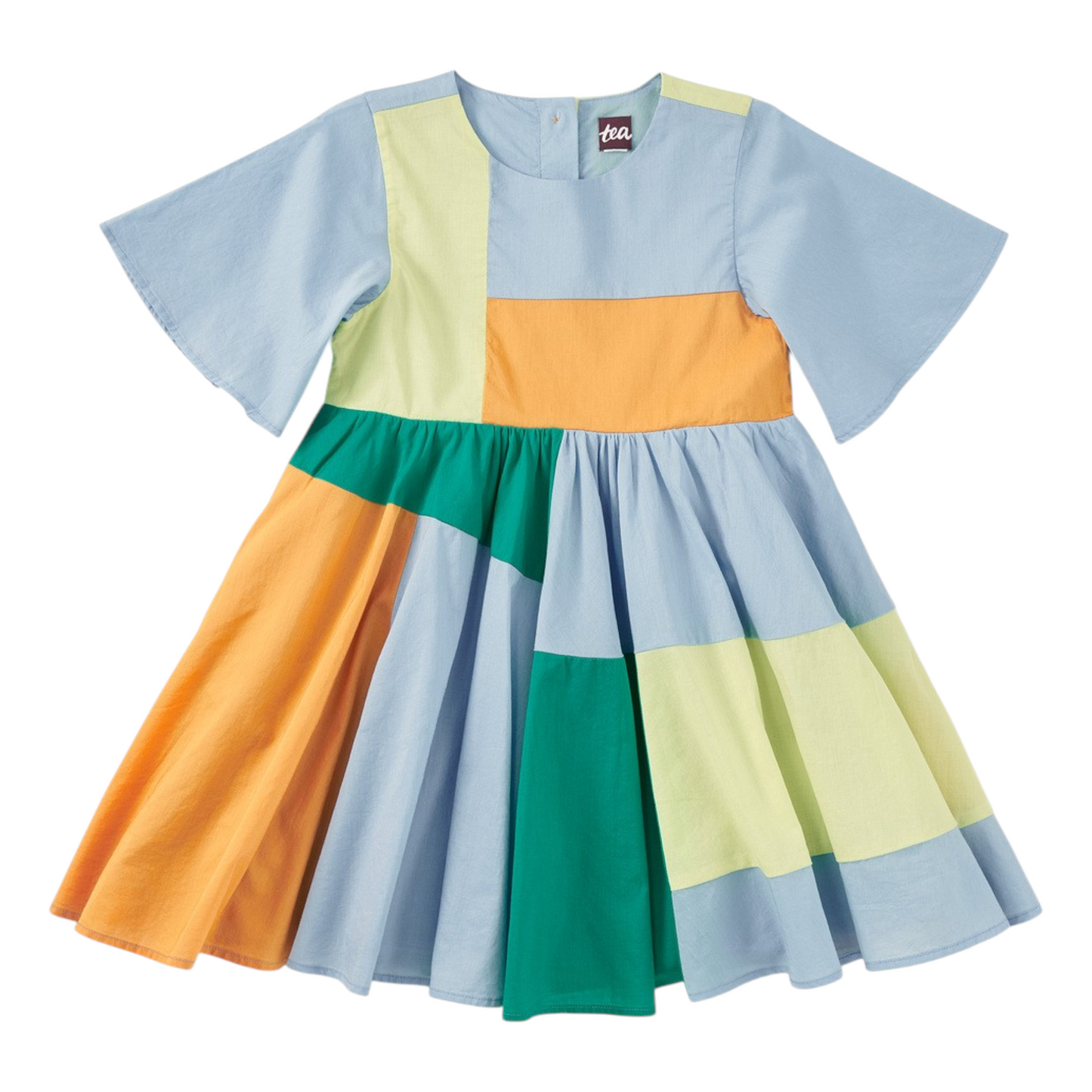 Tea Butterfly Sleeve Jogakbo Dress