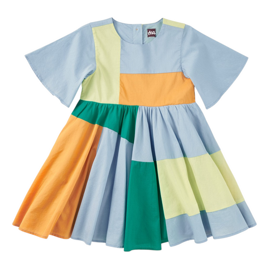 Tea Butterfly Sleeve Jogakbo Dress