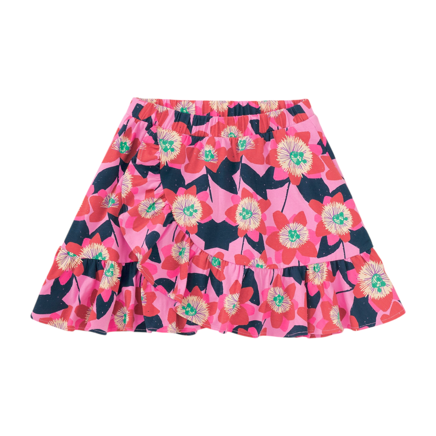 Tea Block Print Ruffle Skirt