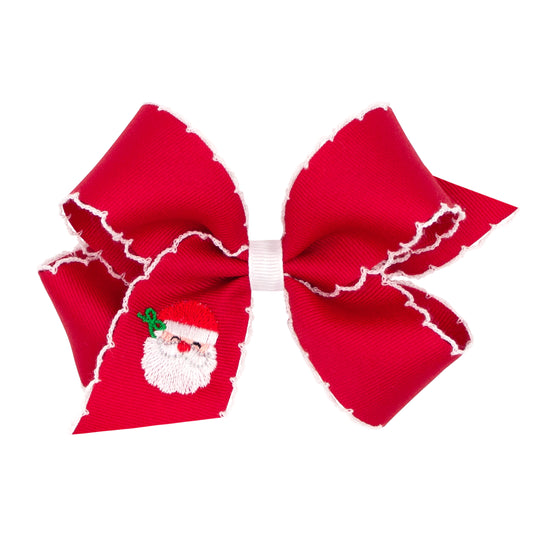 Wee Ones Medium Moonstitch Christmas Embroidered Hair Bows