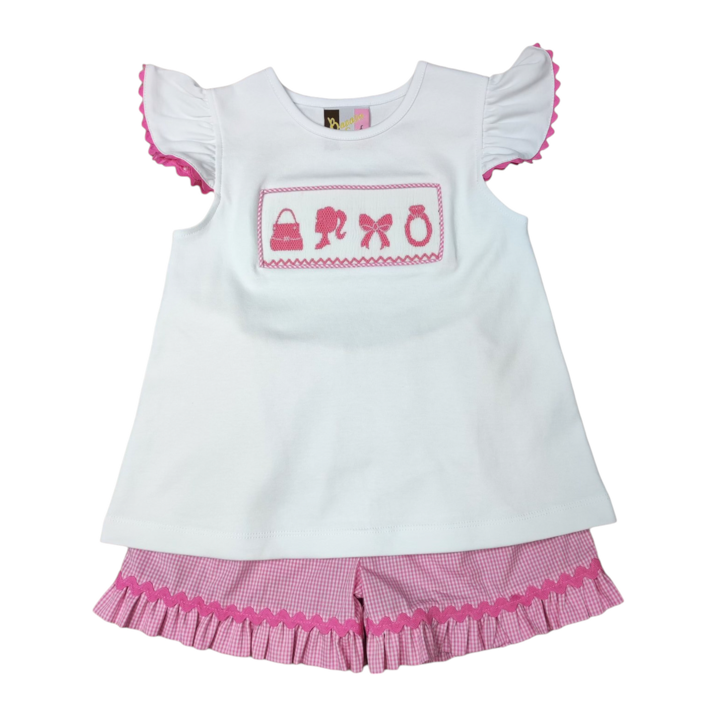 Banana Split Girly Girl Smocked Angel Sleeve Short Set