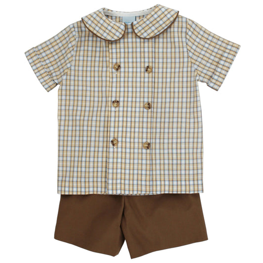 Bailey Boys Pecan Plaid Dressy Short Set