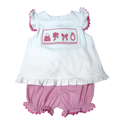 Banana Split Girly Girl Smocked Angel Sleeve Bloomer Set