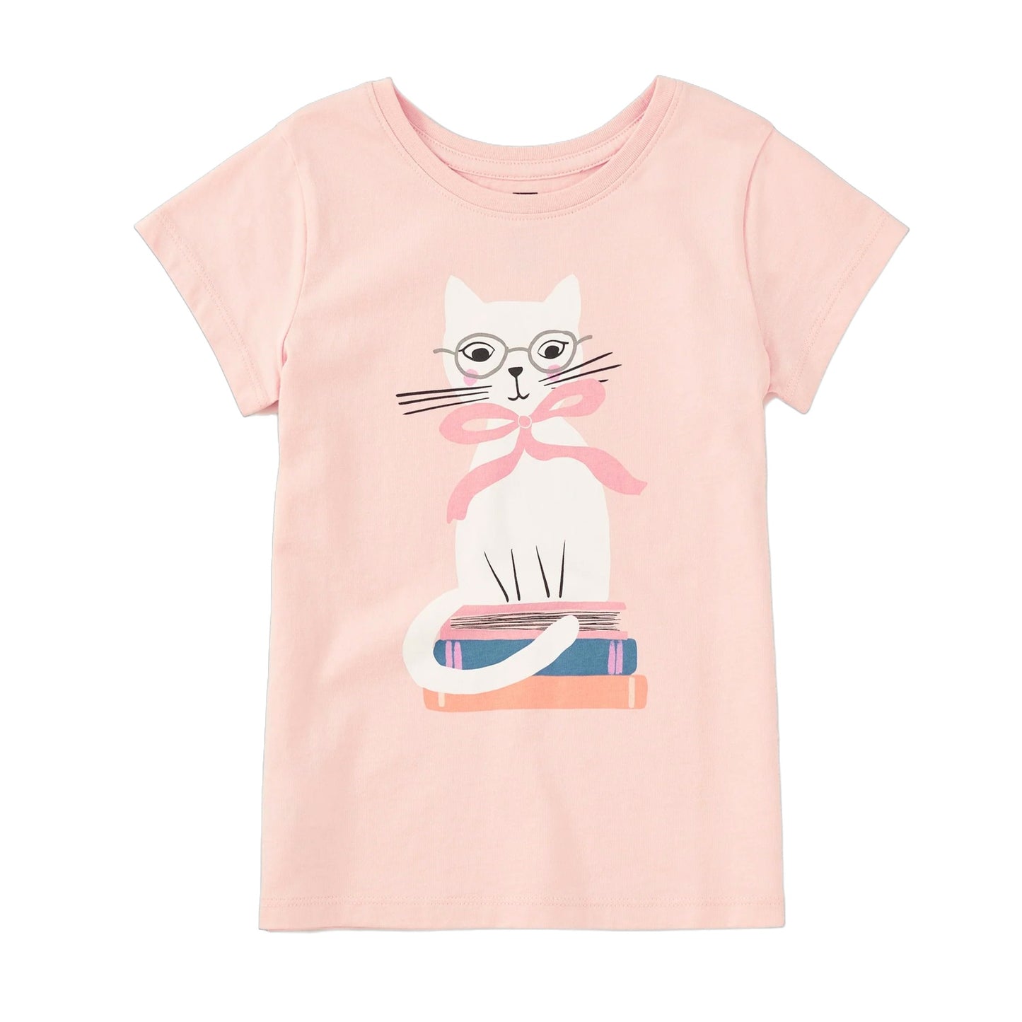 Tea Book Cat Graphic T-Shirt