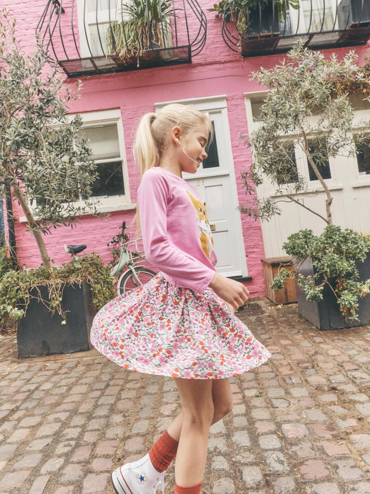 Tea Pleated Jersey Skirt