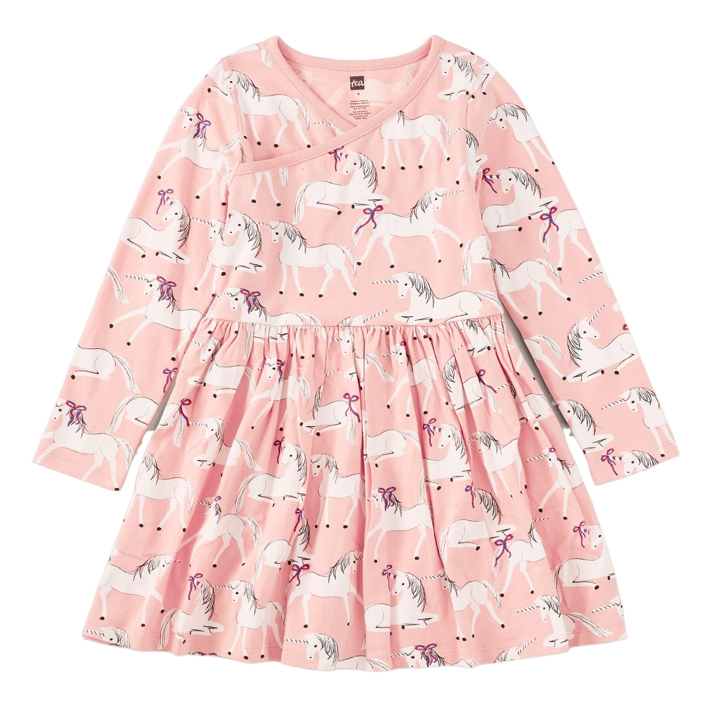 Tea Royal Meadow Unicorns Wrap Neck Dress