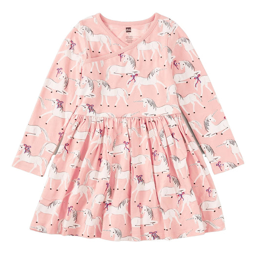 Tea Royal Meadow Unicorns Wrap Neck Dress
