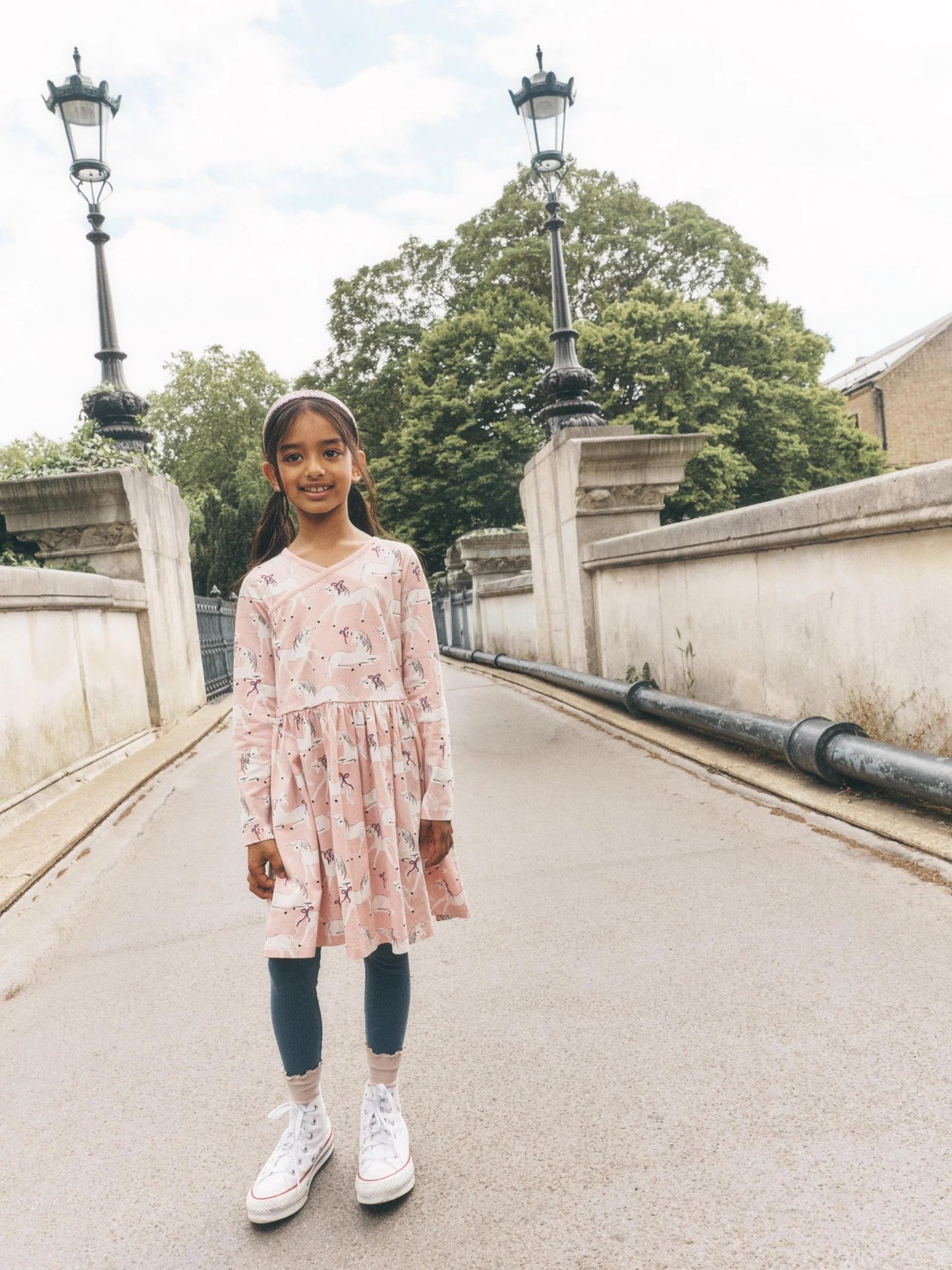 Tea Royal Meadow Unicorns Wrap Neck Dress