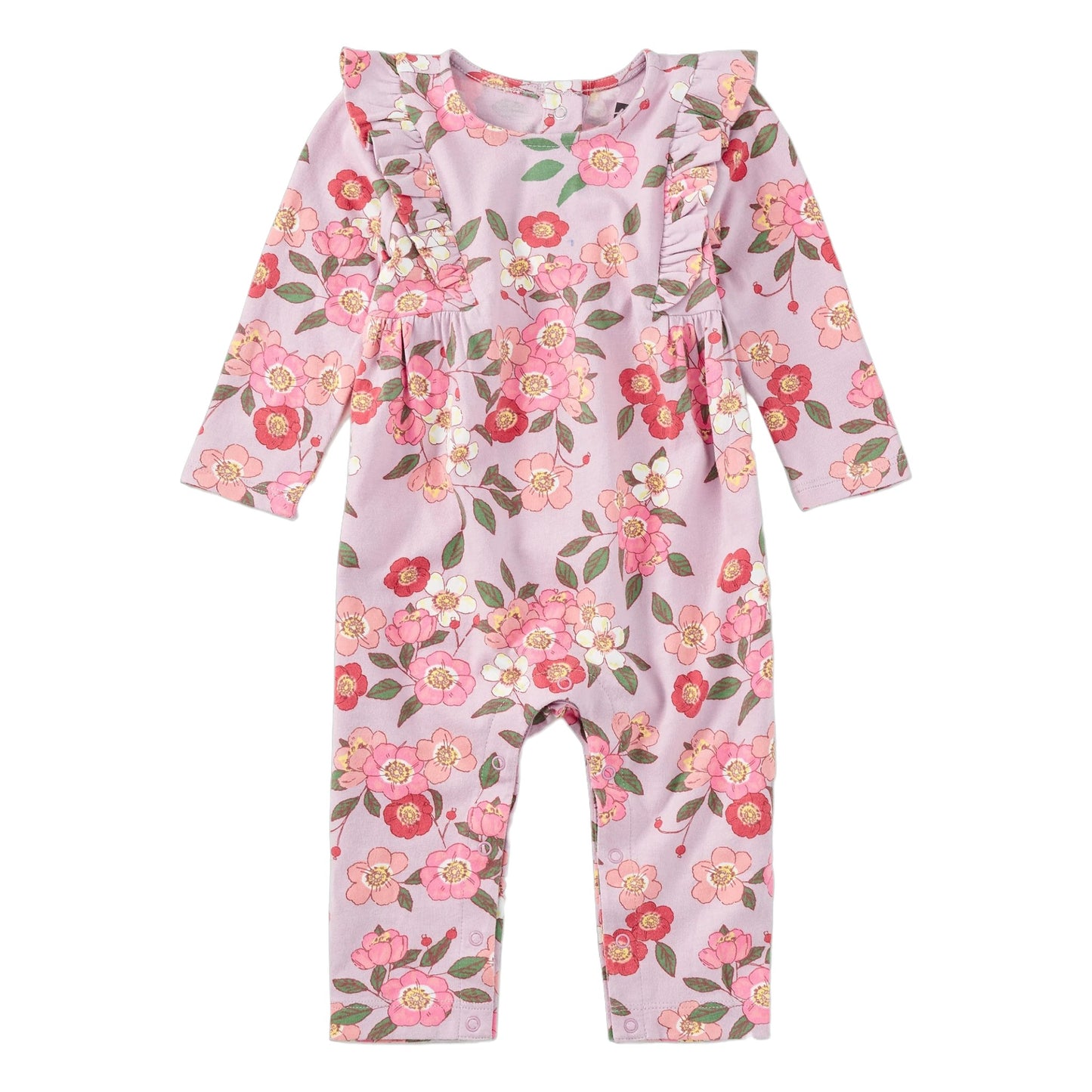 Tea Ruffle Shoulder Baby Romper