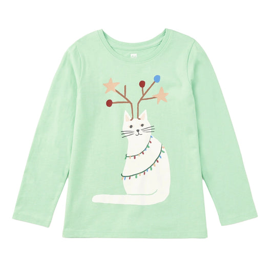 Tea Holiday Cat Graphic T-Shirt