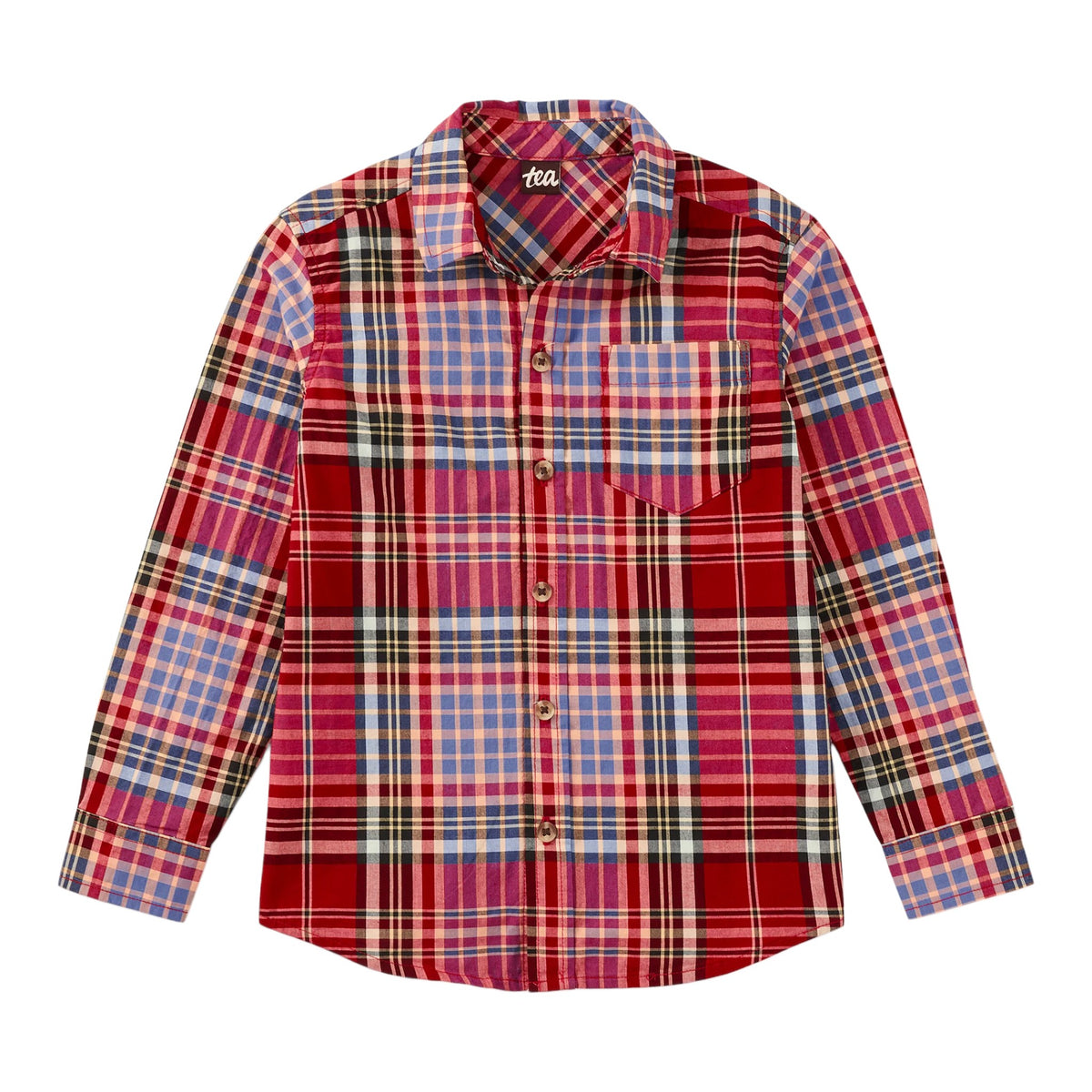 Tea Plaid Button Up Shirt