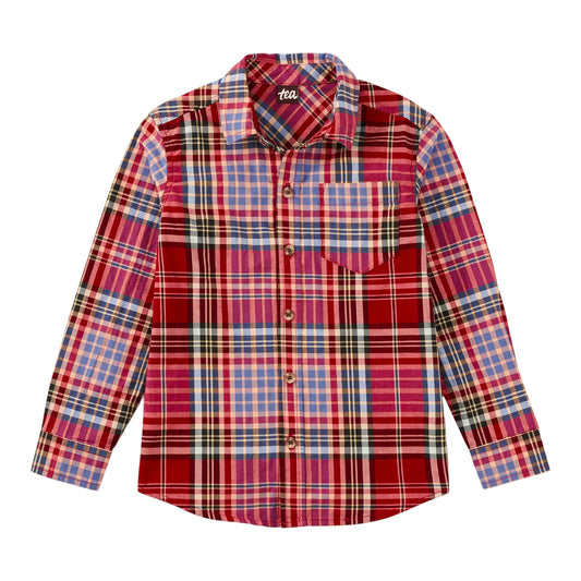 Tea Plaid Button Up Shirt