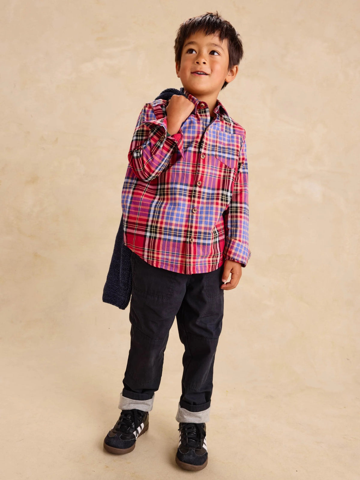Tea Plaid Button Up Shirt