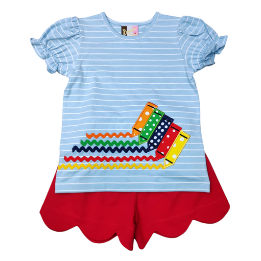 Banana Split Crayon Scalloped Short Set