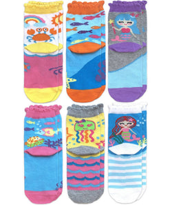 Jefferies Socks Mermaid Crew Socks- 6 Pair Pack