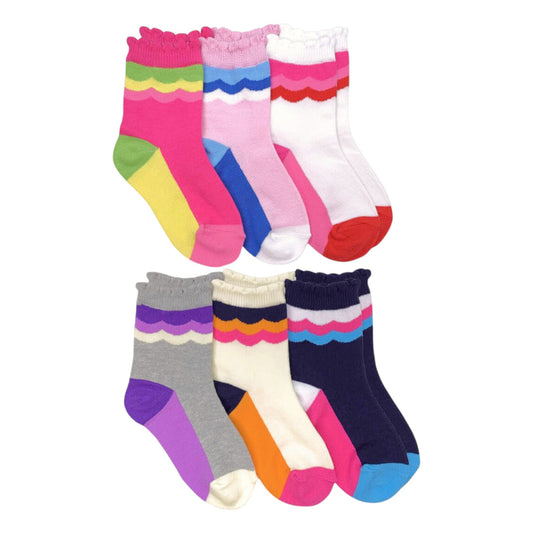 Jefferies Socks Scalloped Stripe Crew Socks