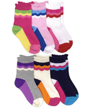 Load image into Gallery viewer, Jefferies Socks Scalloped Stripe Crew Socks- 6 Pair Pack