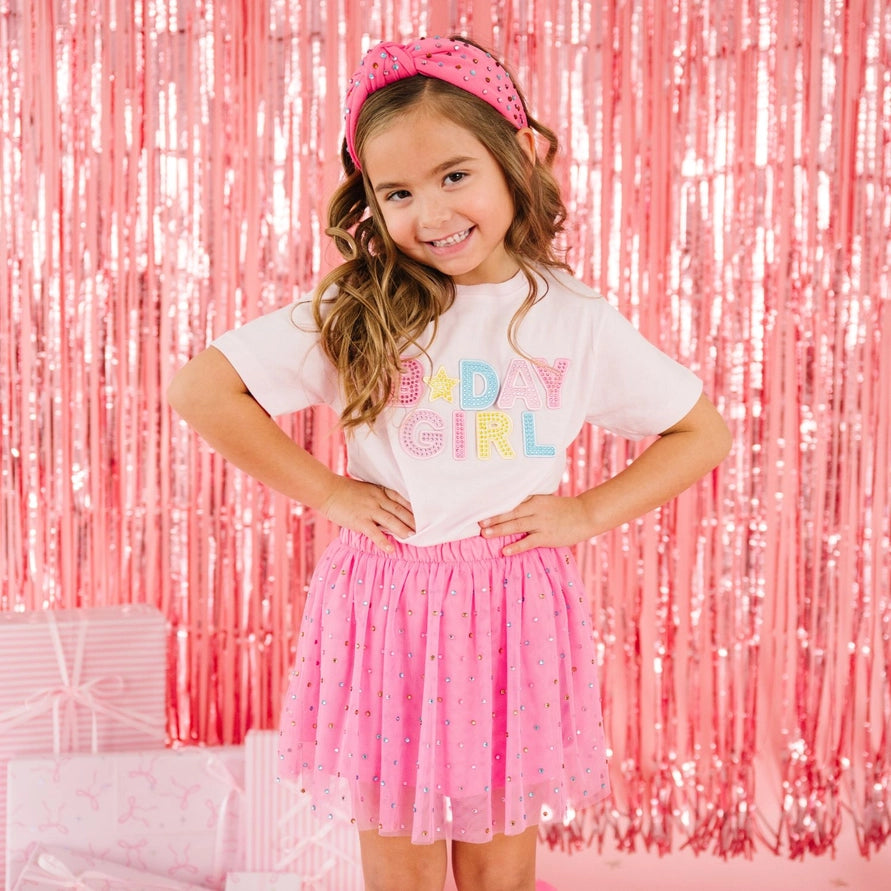 Sweet Wink Birthday Girl Rhinestone Patch T-Shirt