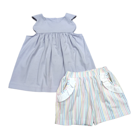 Banana Split Pastel Stripe Scallop Short Set