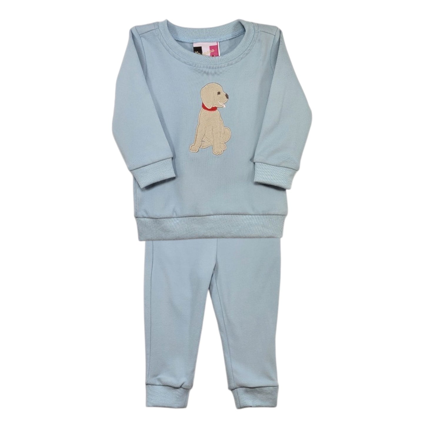 Banana Split Puppy Applique Jogger Set
