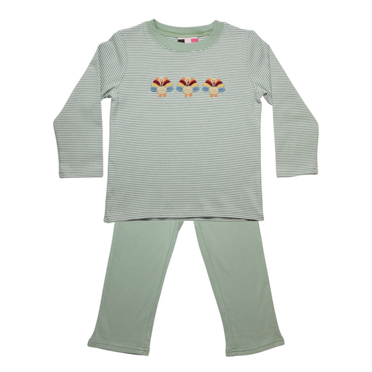 Banana Split Turkey Applique Pant Set