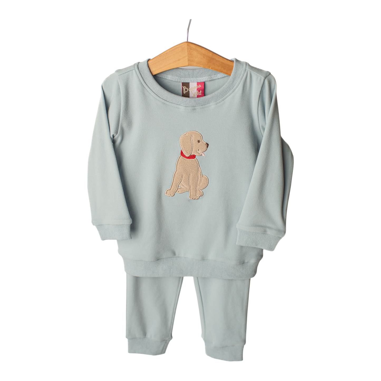 Banana Split Puppy Applique Jogger Set