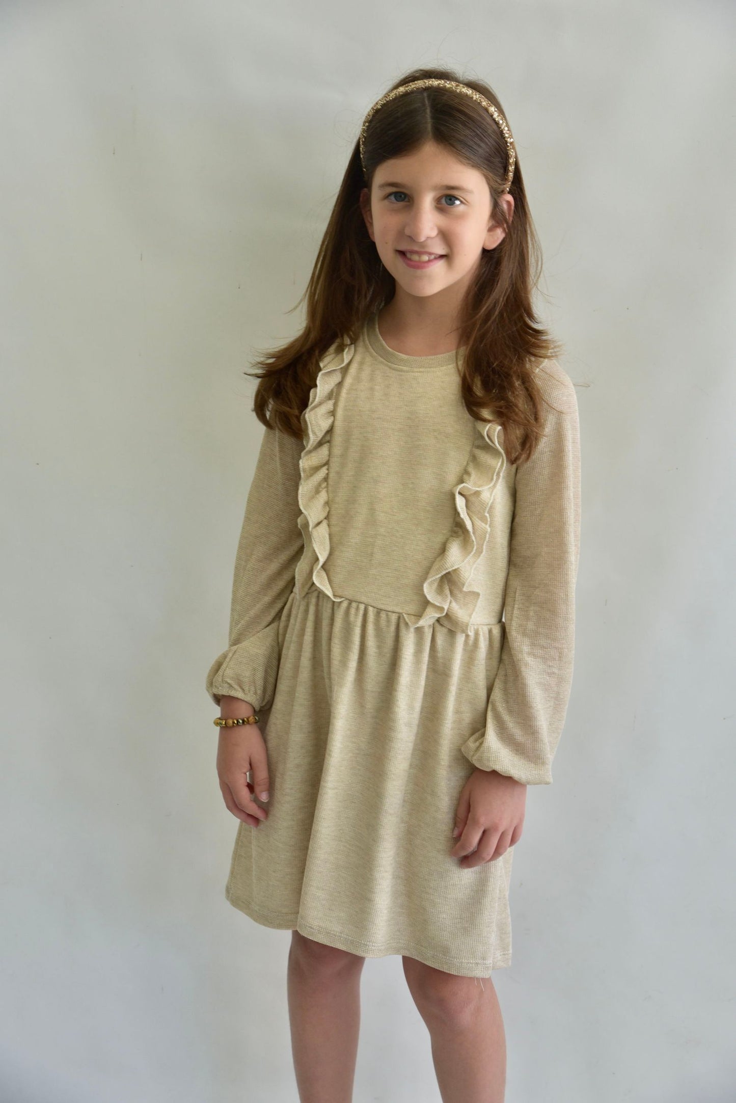 Area Code 407 Metallic Shimmer Ruffle Dress