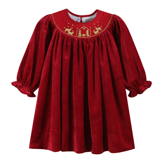 Lil Cactus Smocked Nativity Velour Dress
