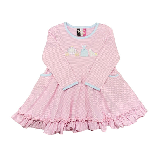 Banana Split Stripe Princess Applique Dress