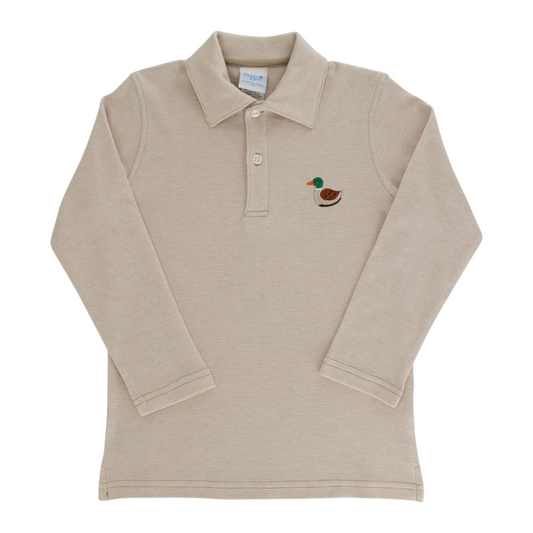 Bailey Boys Embroidered Knit Microstripe Duck Polo