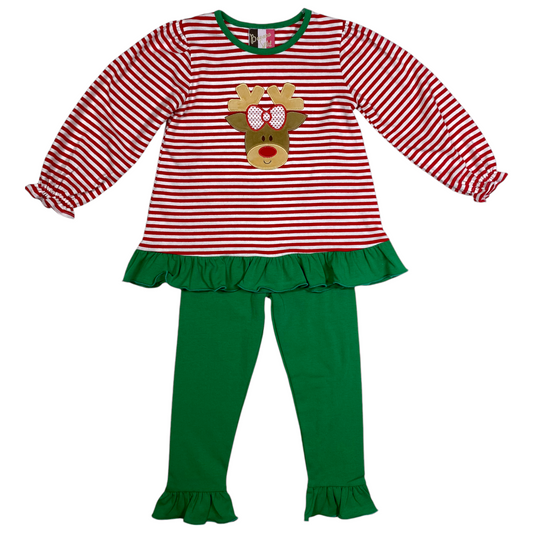 Banana Split Reindeer Ruffle Pant Set