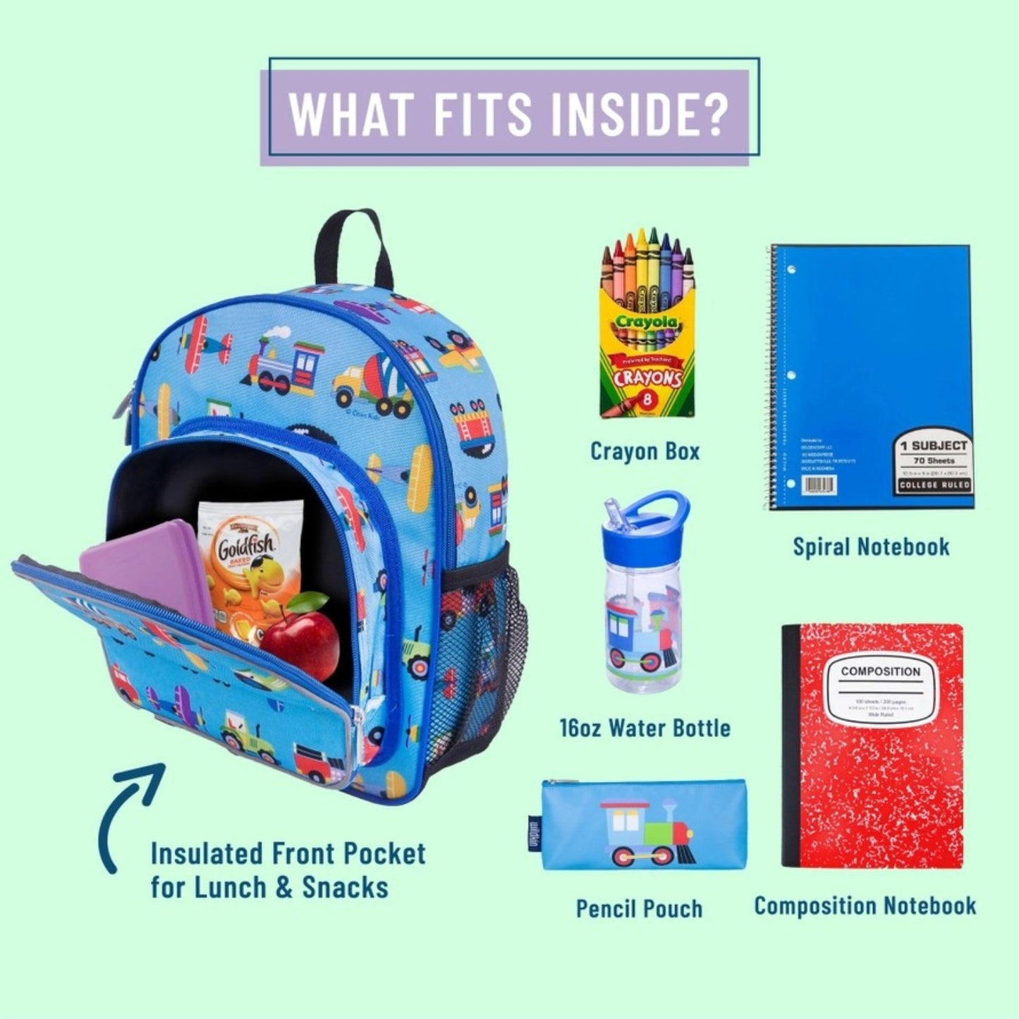 Wildkin Trains Planes and Trucks 12 Inch Backpack